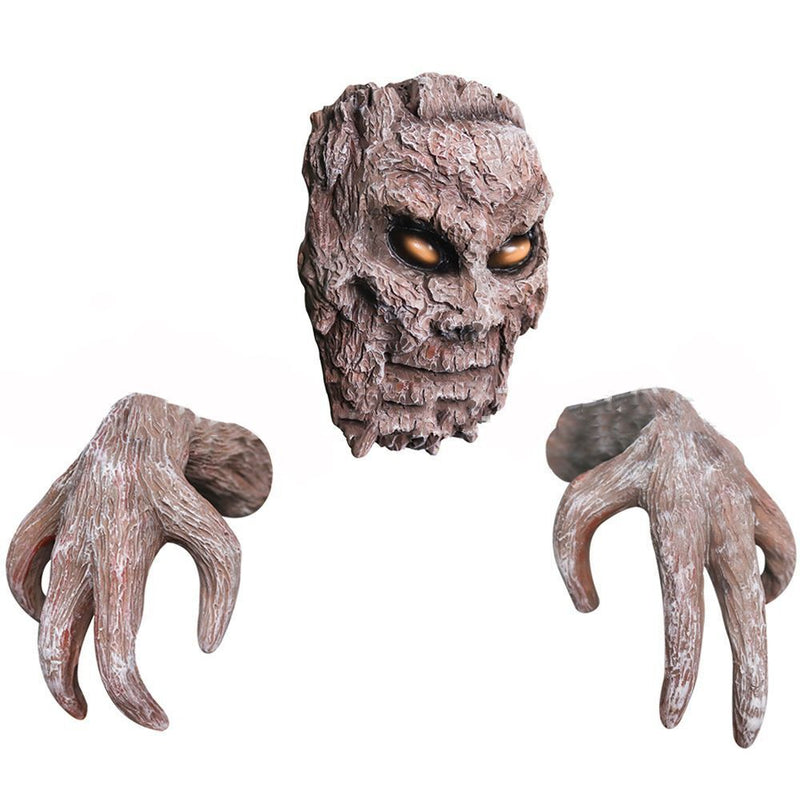 Decoration Garden Statue Tree Bark Face Ghost Face Sculpture Bark Ghost Face