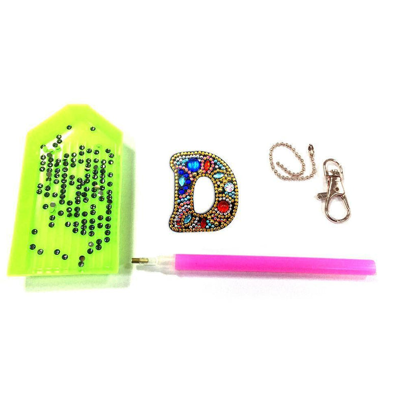 DIY Key Chain Diamond Painting Letters Women Bag Keyring Pendant Gift (D) Newly