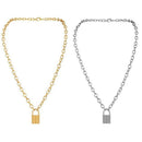 Boho Jewelry PadLock Pendant Necklace Punk Choker Collar Statement Long Chain