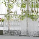 Peony Curtain Living Room Bedroom Home Door Window Curtain (Green)