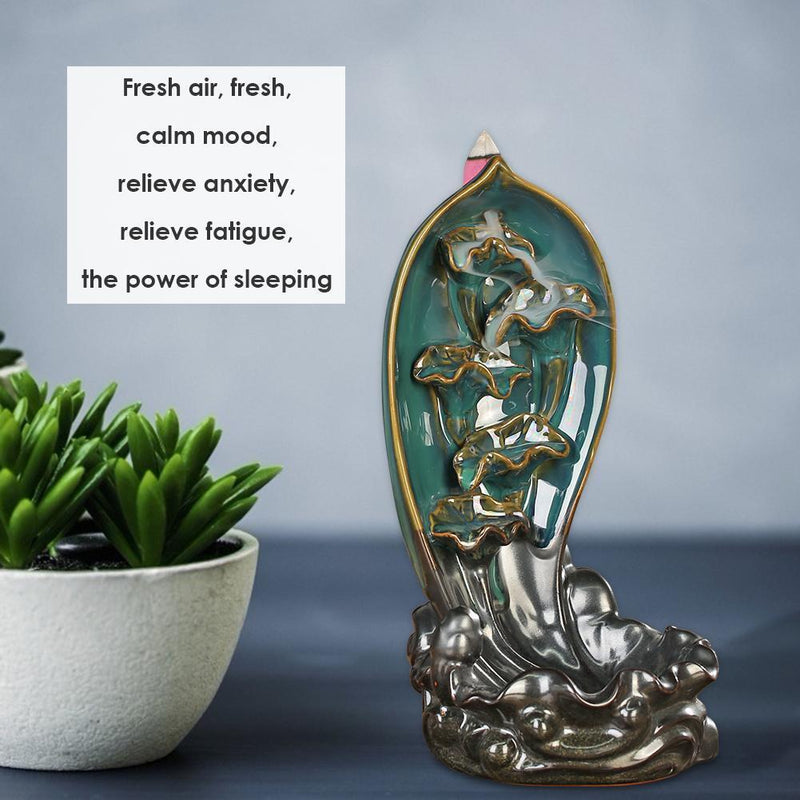 Fragrant Holder Reflux Incense Burner Ceramic Carp Lotus Sandalwood Aromatherapy
