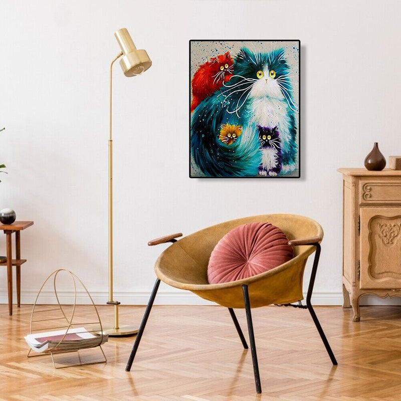 30x40cm Cute Furry Cats DIY Paint By Numbers Set Canvas Oil Painting No Frame