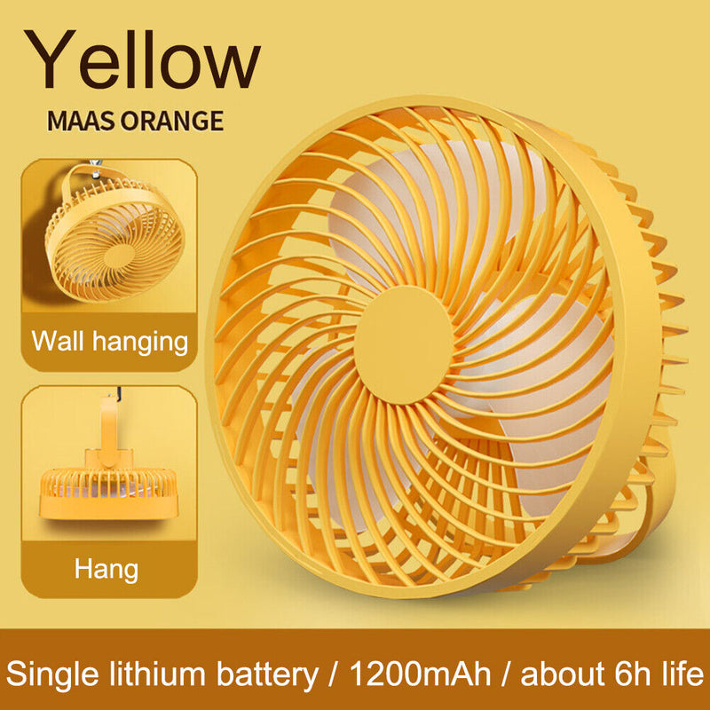 2 in 1 Desktop Cooling Fan LED Night Light Camping Travel Mute Tent Ceiling F