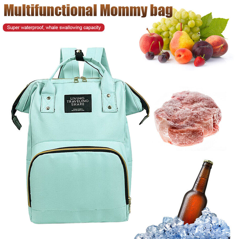 Mom Travel Rucksack Canvas Backpack Waterproof Portable Backpack (Green)