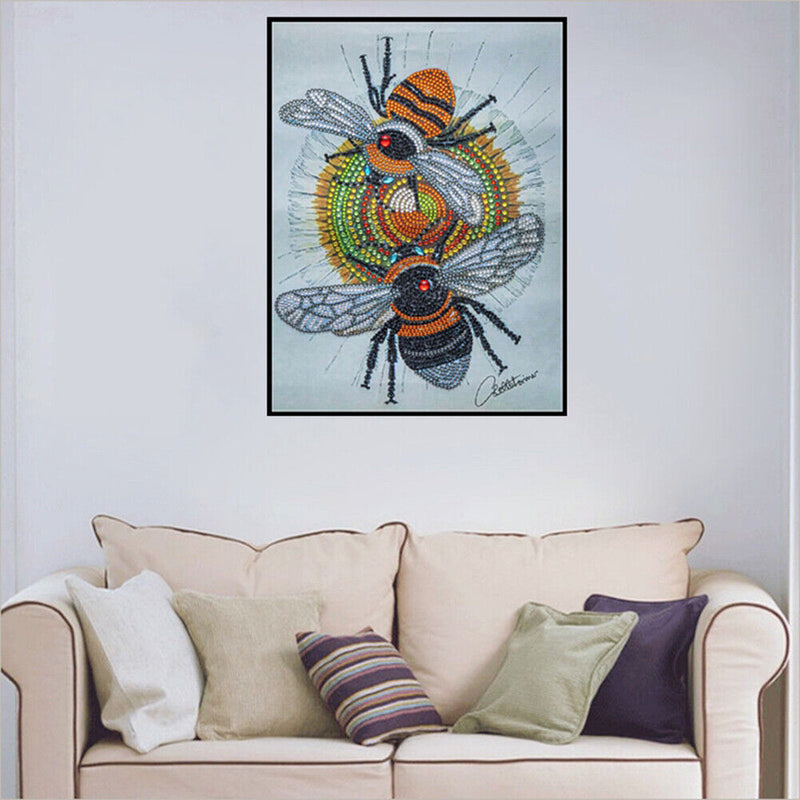 Bee 5D DIY Part Drill Crystal Diamond Painting Rhinestone Animal Drawing 30x40cm