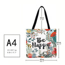 Fashion Flower Letters Print Linen Shopping Bag Women Ladies Large Dead Handbags