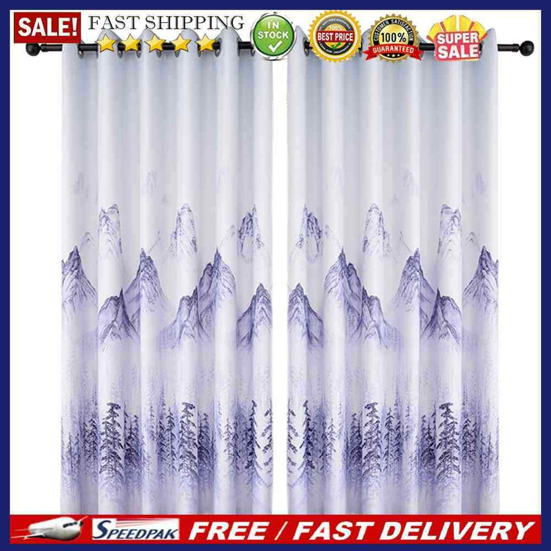 Polyester Landscape Printing Living Room Window Blinds Bedroom Blackout Curta