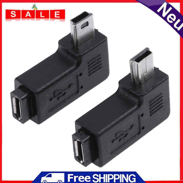 2pcs 90 ° Micro USB Female, Mini USB Male Adapter Connector