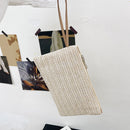 Fashion Women Bohemian Woven Wristlet Bag Beach Summer Pure Color Clutch Handbag