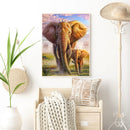 5D DIY Full Drill Round Shape Elephant Mother Son Rhinestone Diamond Drawing