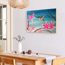 Hand Painted Oil Paint by Numbers DIY Flower Bird Drawing Wall Decoration Gift