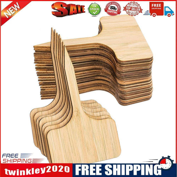 100x Wooden T-Shape Plant Labels Seed Potted Herbs Flowers Sign Tags Sticks