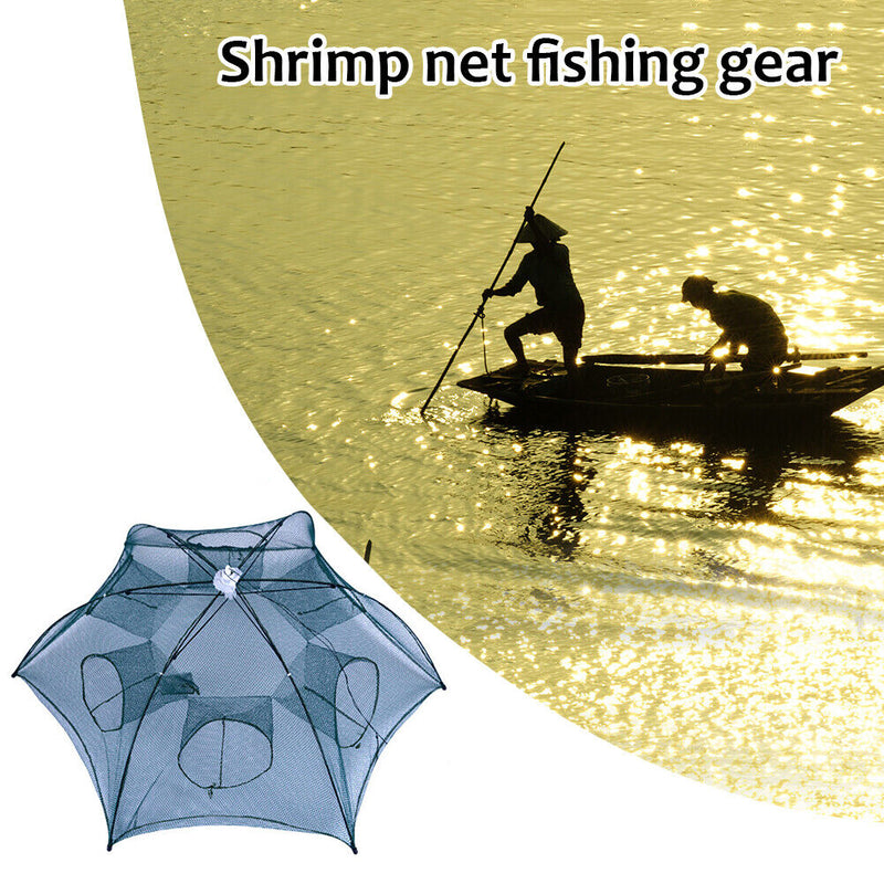 6/8 Holes Fishing Net Shrimp Cage Nylon Foldable Fish Cast Trap (6 Holes) Newly