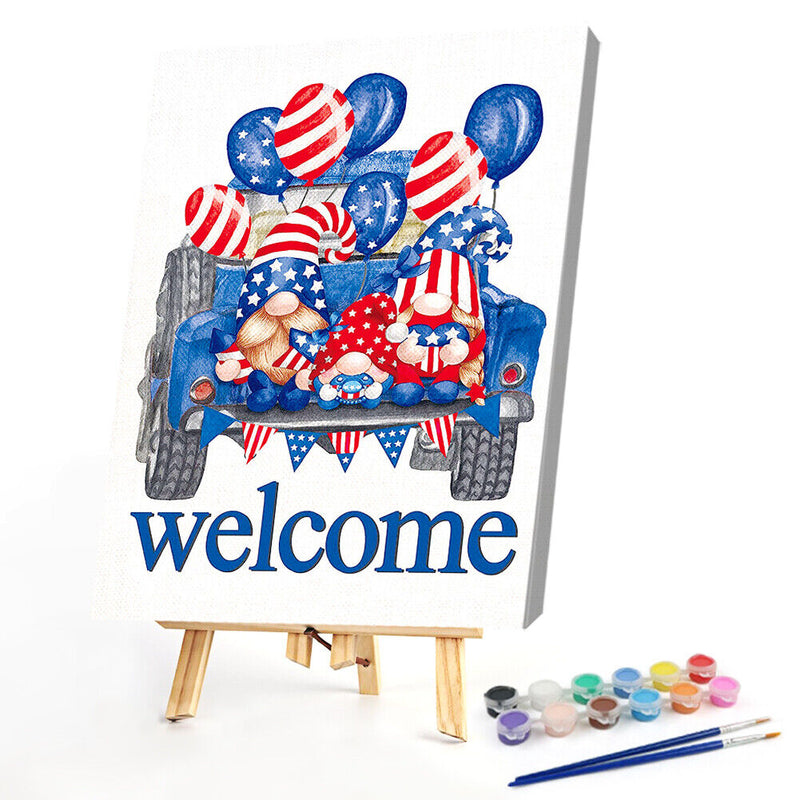 Hand Painted Oil Paint by Numbers DIY Flag Goblin Drawing Wall Decoration Gift