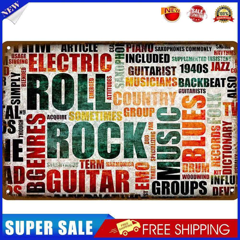 Roll Rock Metal Plate Tin Plaque Bar Pub Wall Art Sign Home Decoration