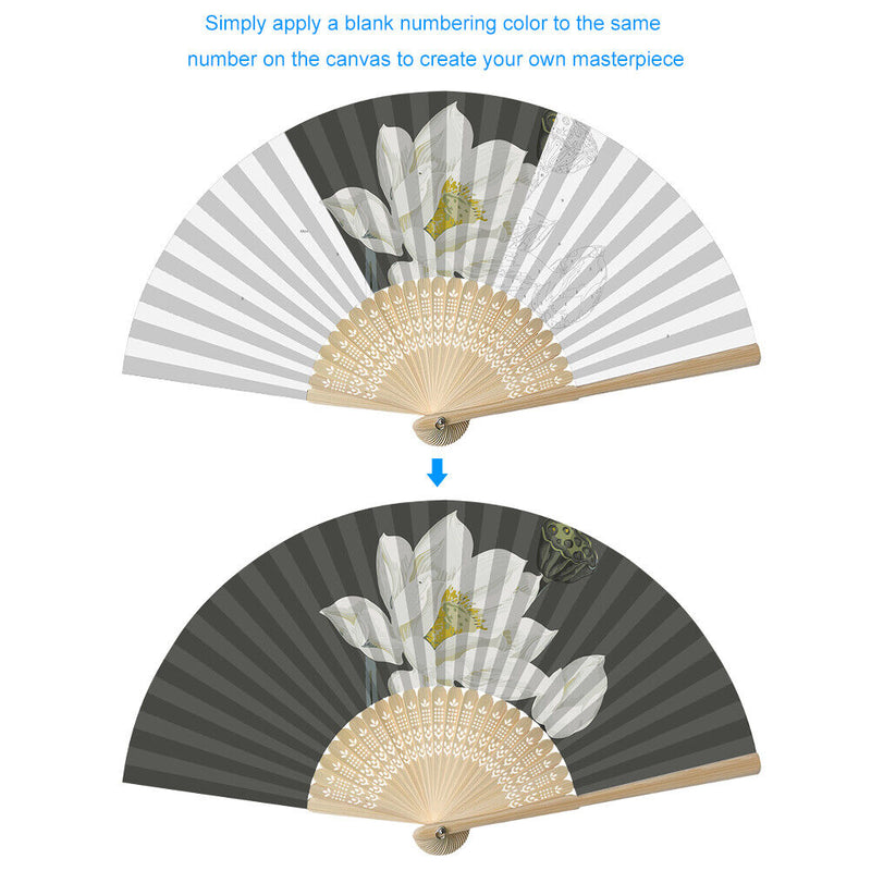 Folding Fans Flowers DIY Painting By Numbers Fans Art Craft Home Decor for Gifts