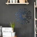Wall Art Sun Moon Stars Decor Metal Sculpture for Indoor Outdoor (Black) Newly