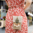 Straw Mobile Phone Bag Woven Tassel Girl Satchel Crossbody Bag Card Purse