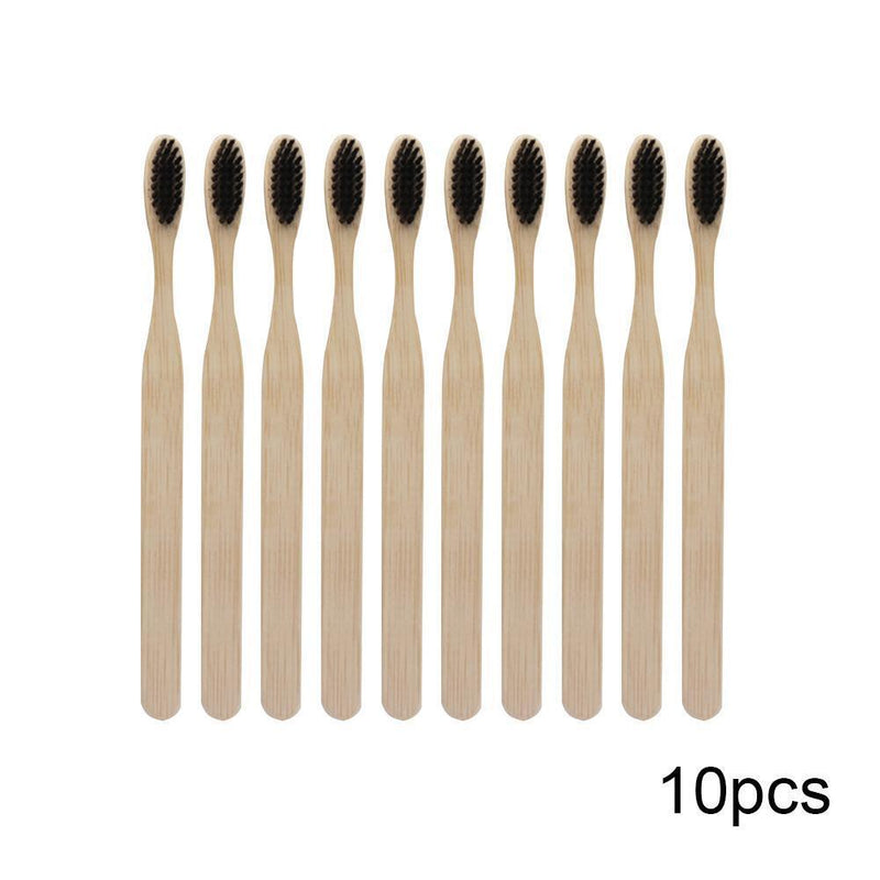 10pcs Environmental Soft Head Bamboo Oral Care Teeth Eco Toothbrush(Black)