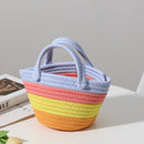 Rainbow Straw Women Handbag Cotton Straw Beach Summer Top-Handle Bag (S)