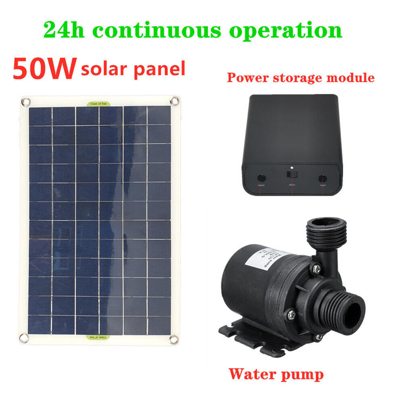 50W 800L/H DC 12V Waterfall Fountain Garden Pond Decor Solar Water Pump Kit