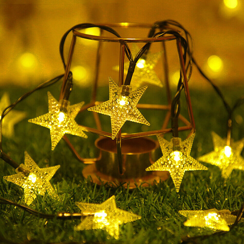 Solar Star String Lights Outdoor Fairy Garland Lamp Festival Decor (20LED) Newly