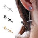 Cool Mens Women Stainless Steel Piercing Earrings Feather Cross Punk Ear Studs