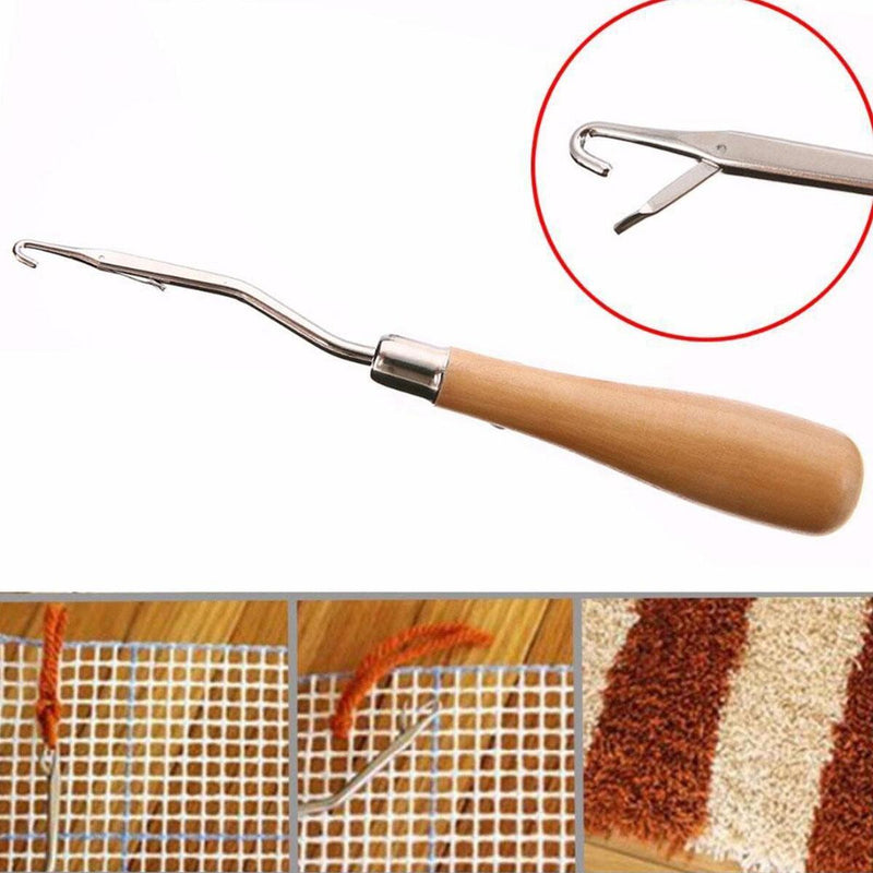 1PC Crochet Hook Wood Handle Carpet Repair Latch Crochet Needle Knitting Craft~