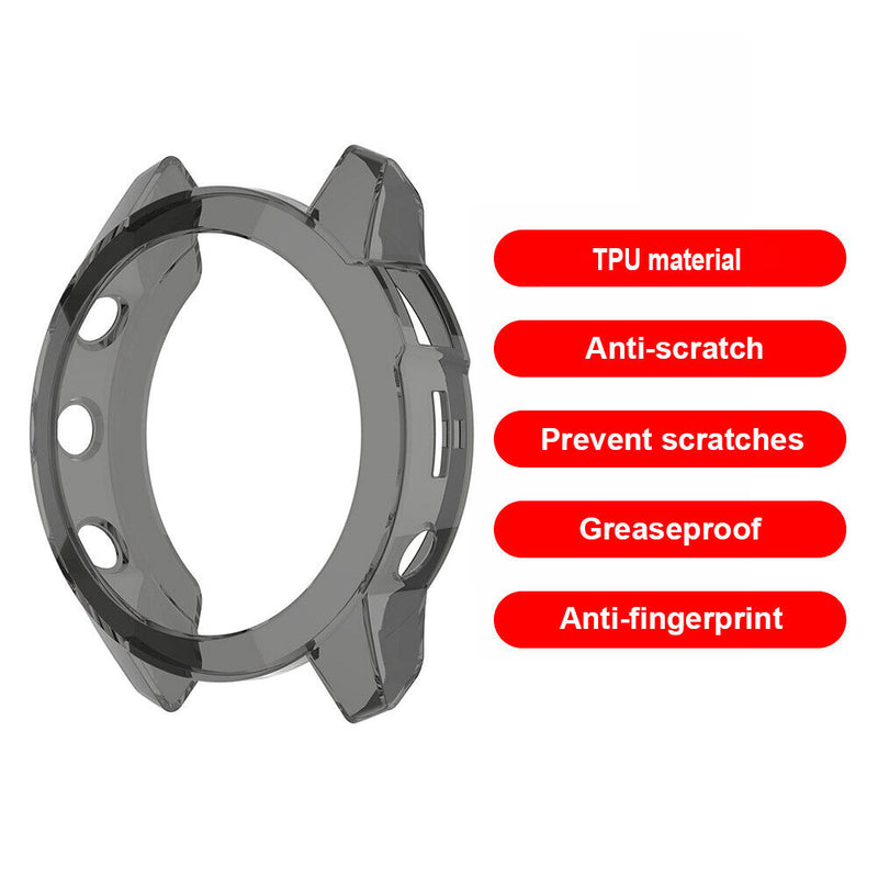 Watch Protective Frame Shell Case for Garmin Fenix 7 (Transparent Black) Newly