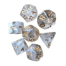 7pcs/Lot Multifaceted Digital Dice Set Transparent Polyhedral Dices (White)