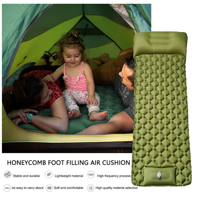 Outdoor Sleeping Pad Camping Inflatable Mattress Air Cushion (Army Green)