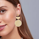 Korean Handmade Straw Woven Rattan Geometric Large Drop Earrings for Women