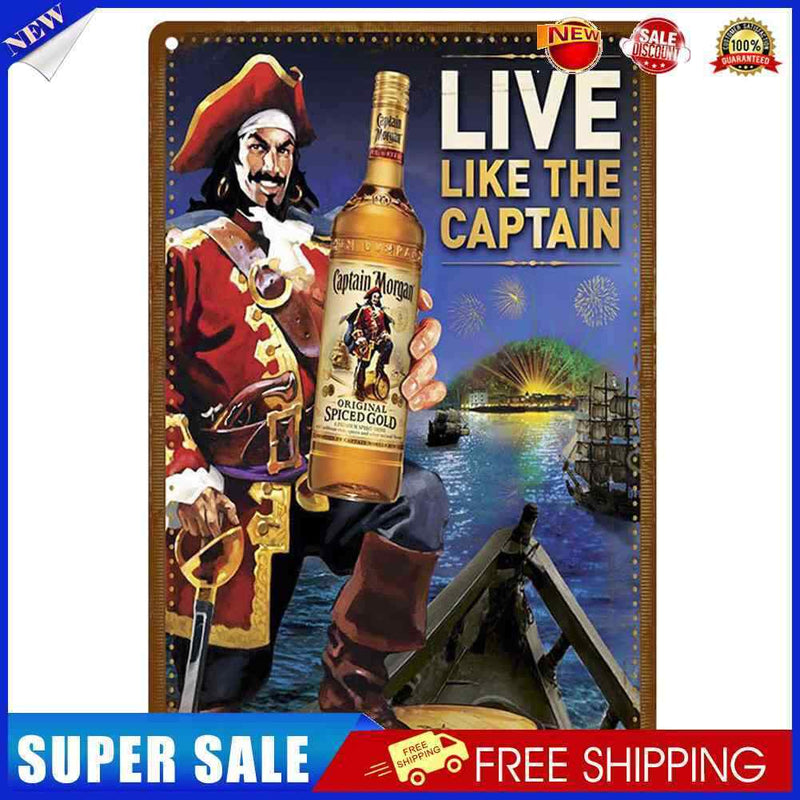 20x30cm Retro Pirate Rectangular Tin Painting Metal Wall Signs Plaque (B)