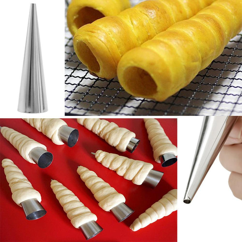 5pcs DIY Cones Stainless Steel Spiral Baked Croissants Tubes Pastry Mold(S)