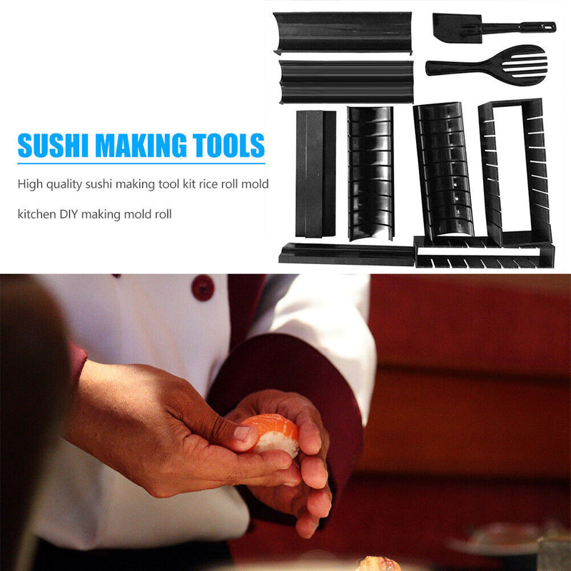 10pcs/set DIY Sushi Roller Bazooka Rice Meat Vegetables Roll Mold Kitchen Gadget