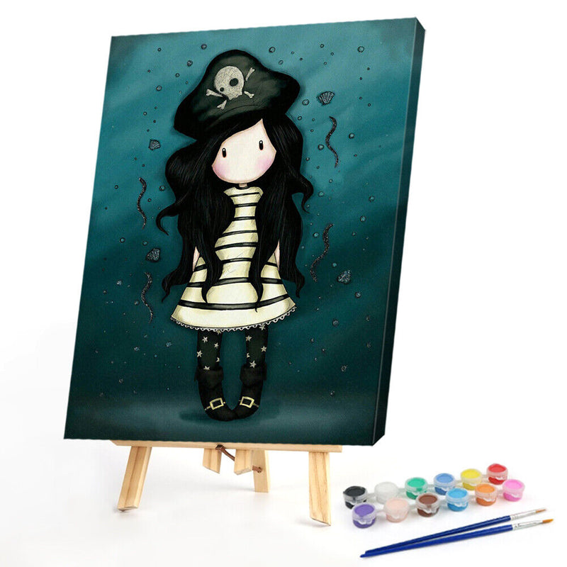 Oil Paint By Numbers Little Girl Coloring Picture Digital