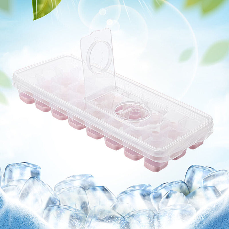 Silicone Ice Cube Tray Molds Flip Cover for Refrigerator Whisky (A Pink) Newly