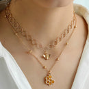 Korean Hollow Circle Choker Women Double Layer Bee Pendant Necklace Jewelry Gift
