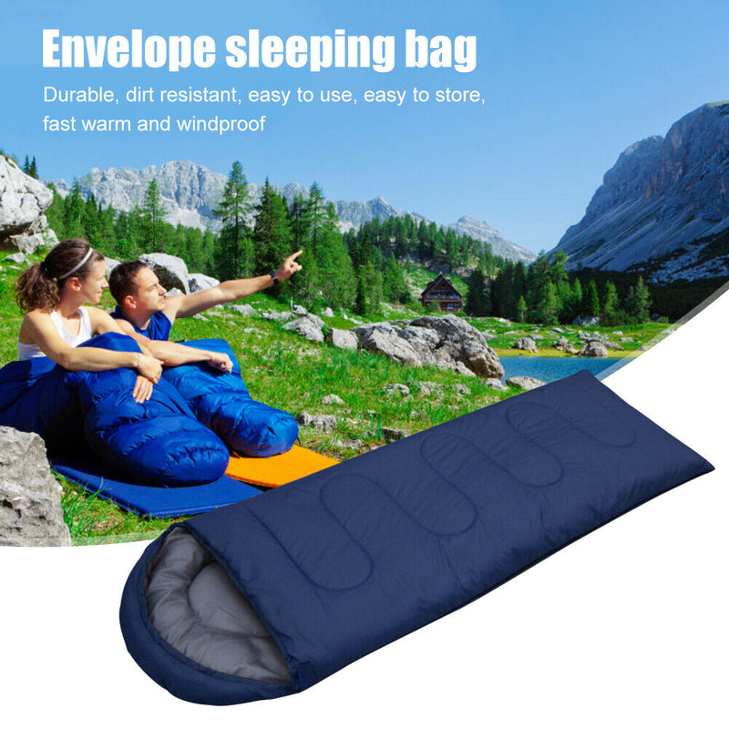 Camping Sleeping Bag Ultralight Envelope Travel Hiking Air Bed (Navy Blue) Newly