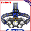 USB Rechargeable 5 LED Headlamp Flashlight Waterproof 350LM Outdoor Headlight