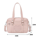 Retro Women Leather Solid Color Shoulder Bag Heart Large Capacity Messenger Bags
