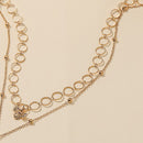 Korean Hollow Circle Choker Women Double Layer Bee Pendant Necklace Jewelry Gift