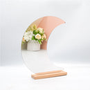 Acrylic Vanity Mirror Irregular Mirror with Wooden Base Stand Table Decorations