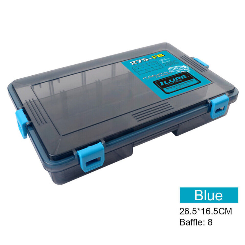 Double Sided Fish Hook Lures Bait Storage Box Fishing Tackle Case (Blue) Newly