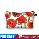 Red flowers Printed Hand Hold Travel Storage Cosmetic Bag Toiletry Bag