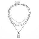 Women Lock Love Heart Pendant Necklace Multilayer Clavicle Chain Female Jewel
