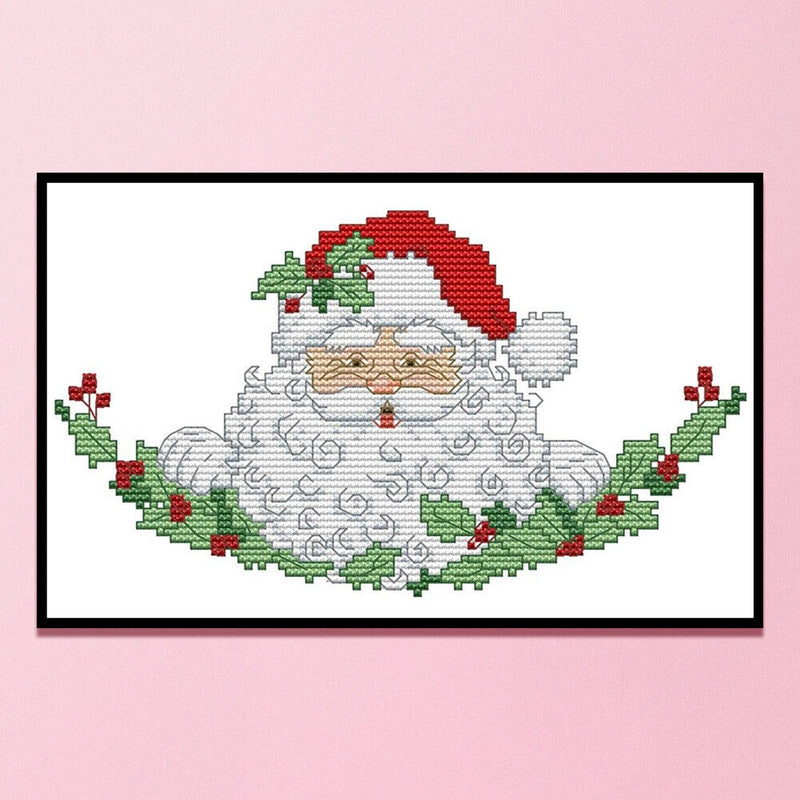 Santa Bust Partial Cross Stitch 14CT Counted Embroidery DIY Needlework Kits