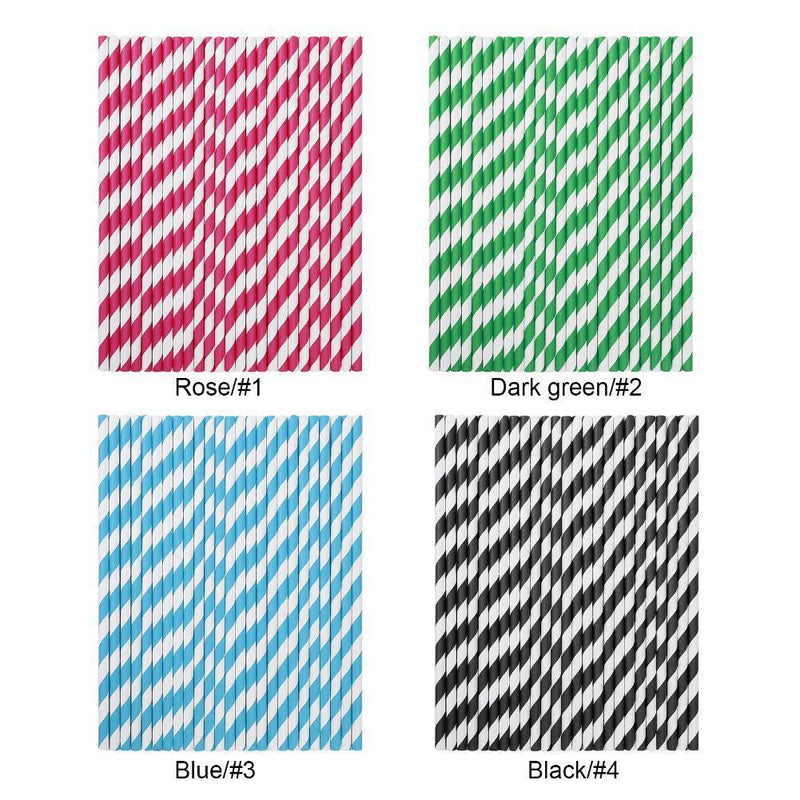 Paper Straws-Durable Rainbow Drinking Straws Party Decor Supply (Black)