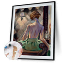 Hand Painted Oil Paint By Numbers Girl Dressing Back Digital Drawing Canvas Art