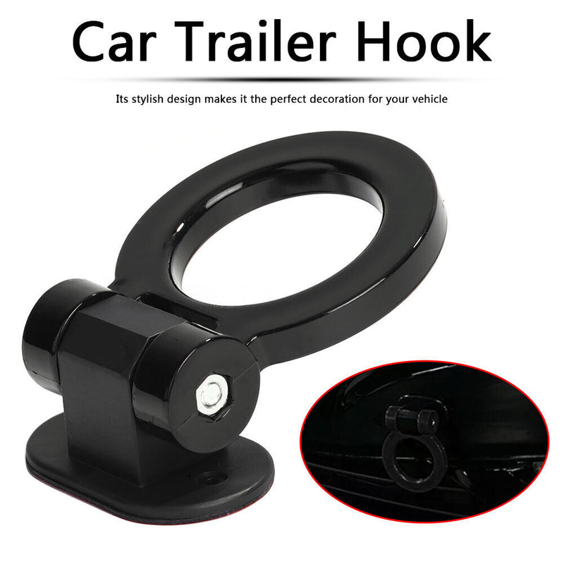 Decorative Car Trailer Hook Racing Ring Style Bumper Towing Hook (Black) Newly